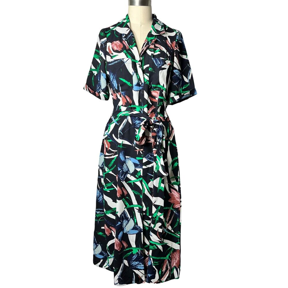 Walter Baker Valencia Button Front Shirt Dress Midnight Medium NWT